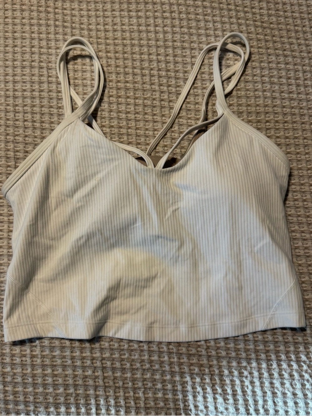 Lululemon Women’s White Ribbed Strappy Cropped Tank Top
